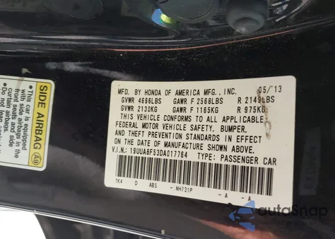 2013 Acura Tl 3.5 z USA, uszkodzony, nr VIN 19UUA8F53DA017764